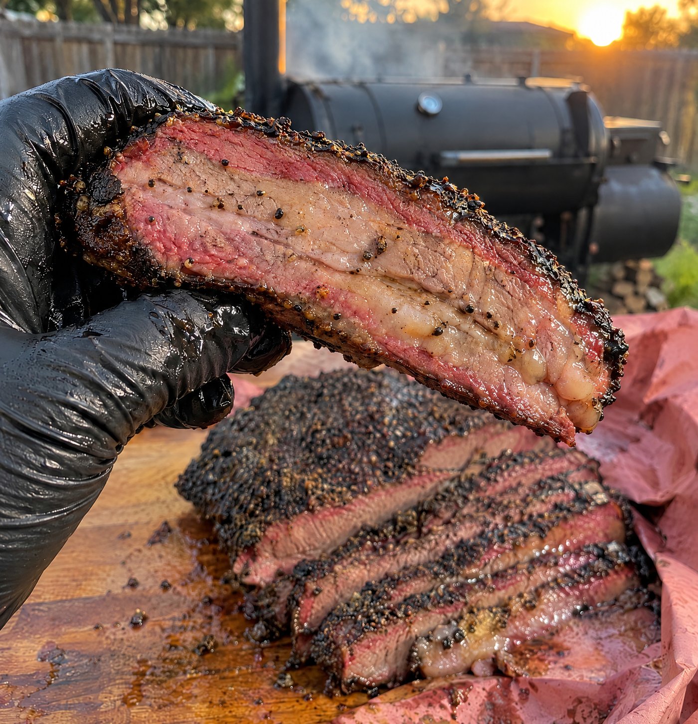 Smoked and sliced wagyu brisket